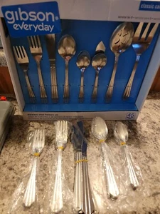 Gibson Stainless 45 Piece Flatware Set Canberra Pattern Service for 8 Brand New - Picture 1 of 2