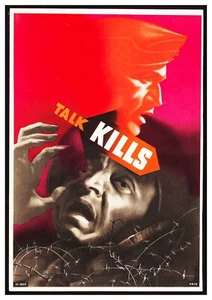 Reproduction Vintage "Talk Kills" World War Two Poster, Size: A2 - Picture 1 of 1