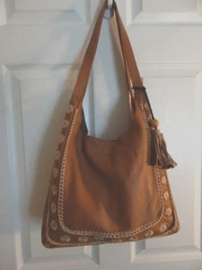 Rare! Hard to find!! The Sak Huntley Tan Leather Shoulder Tote Handbag - Picture 1 of 12