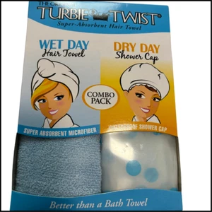 Turbie Twist Wet Dry Day Hair Towel & Shower Cap Combo Pack - Picture 1 of 1