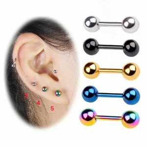 Men Women Stainless Steel Cheater Barbell Screw Gothic Ear Earring Stud Pierced - Picture 1 of 17