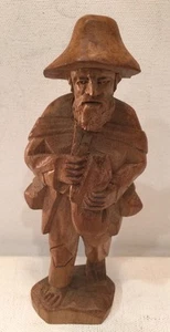 Collectible Hand Carved Wood Man Figurine Farmer - Picture 1 of 5