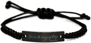 Black Rope Engraved Bracelet From Niece, You Can Do Amazing Things - Picture 1 of 6