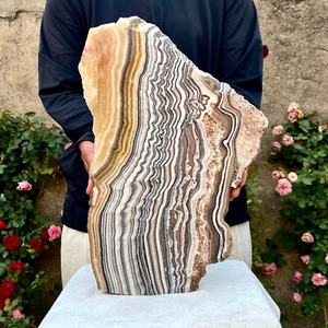 5.2LB Natural banding zebra calcite polished slab crystal reiki healing - Picture 1 of 12
