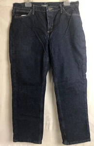 Cabelas Women’s Straight Leg Flannel Lined Blue Jeans Relaxed Fit, 14 Short - Picture 1 of 8