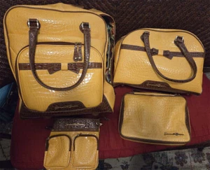 Samantha Brown 4 pc Luggage Set yellow/brown (wheeled) - Picture 1 of 8