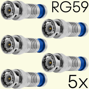 5 Pack BNC Compression Connectors Male Coaxial Cable Connector for RG-59 RG-6