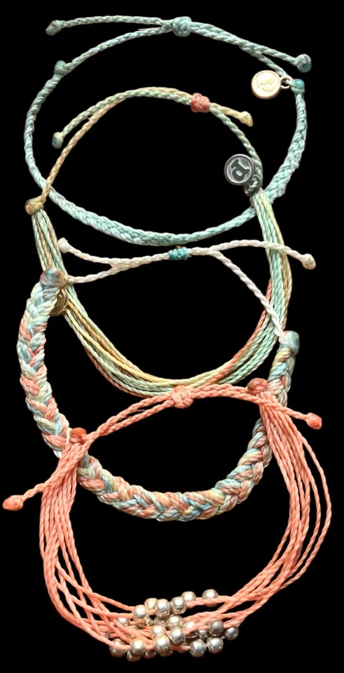 4 Pulseras Ajustables Pera Vida Cordón Coral Verde Océano Verano Playa Diversión Foto 1 de 1