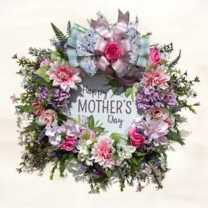 Mother's Day Front Door Wreath Mother's Day Gift / Floral Designer Door Wreath - Picture 1 of 6
