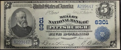 1902 55VF FR. 598 National Note 5$ Note, SN A299447, Mellon Signature - Image 1 of 4
