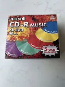 Maxell CD-R Music XL-II 80 Minutes - Blank Recordable CDs x 5 - Boxed / Sealed - Afbeelding 1 van 5