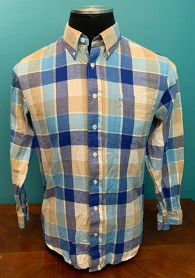 Camisa de paseo marítimo a cuadros Coast Pawleys Island para hombre - talla mediana, azul beige blanco Foto 1 de 4
