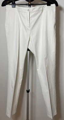 Escada White Tailored Pants Women’s 42 EU 10/12 Resort Cotton Blend Trousers - Image 1 of 4