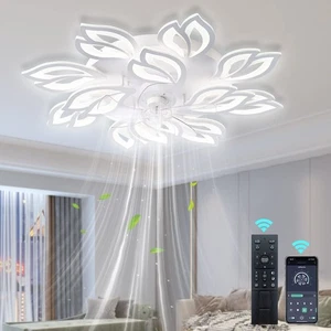 35" Modern Ceiling Fan with Lights Remote APP Control, Flush Mount LED Dimmab... - Picture 1 of 7