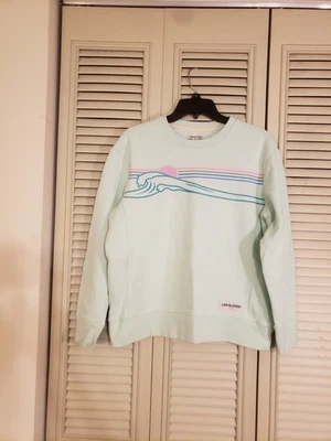 Sudadera para mujer Life Is Good Heavier Weight Waves verde sol talla mediana Foto 1 de 4