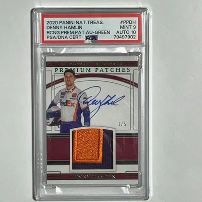 🔥Denny Hamlin Auto 1/5 2020 National Treasures Premium Patches PSA 9 Auto 10🔥 - Image 1 of 2