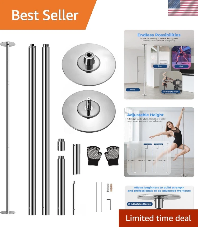 Poste de baile giratorio profesional - 45 mm portátil y ajustable, capacidad de 1102 libras Foto 1 de 4