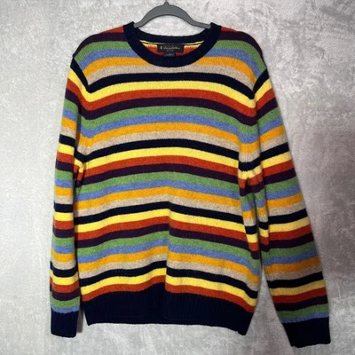 Suéter de Lana Shetland Brooks Brothers De Colección Para Hombre M Arco Iris Rayas Cuello Redondo Foto 1 de 4
