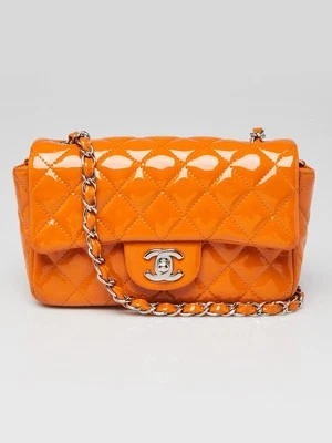 Bolso Chanel Naranja Acolchado Charol Clásico Rectangular Mini Solapa Foto 1 de 4