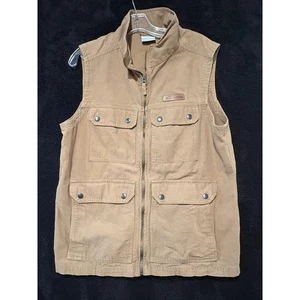 Columbia Men's Vest Full Zip Utility Workwear Pockets Tan Canvas Medium - Picture 1 of 8