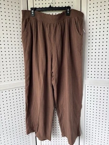 Neu mit Etikett Joyspun Hose Gaze Baumwolle 2XL weites Bein braun Stretch leicht kuschelig - Bild 1 von 6