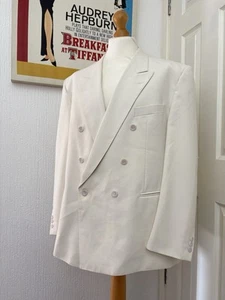 Chaqueta de Cena Weidenmann Vintage Doble Pecho Noche Crucero Marfil Blanco 48 - Imagen 1 de 13