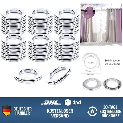 Gardinenringe 32 Stück Silber Kunststoff 40mm Innendurchmesser Vorhang Ösen - Bild 1 von 4