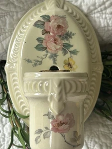 Vintage ART DECO Wandleuchte Leuchte mit Steckdose & Zugkette Porzellan FLORAL - Bild 1 von 15