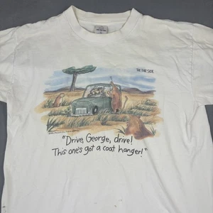 Vintage Far Side Shirt Herren Large weiß Comic Cartoon Löwen lustig USA Distressed 80er - Bild 1 von 14