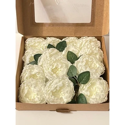 Flores artificiales marfil floreciente peonías espuma de aspecto real falsa  Foto 1 de 4