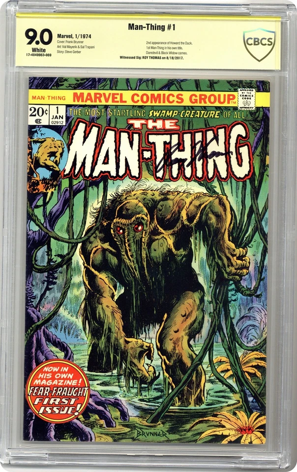 Man-Thing #1 CBCS 9.0 Witnessed Sig Roy Thomas 1974 17-4049963-069 - Image 1 of 2