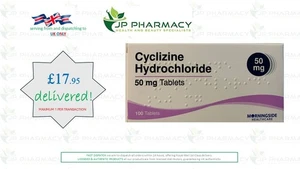 Cyclizine Hydrochloride 50mg Tablets (100) Stops Nausea & Vomiting MAX 1 x ORDER - Picture 1 of 1