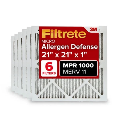 Filtrete 21x21x1 AC Furnace Air Filter, MERV 11, MPR 1000, 6 PACK (826G) - Image 1 of 4