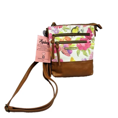 NUEVO CON ETIQUETAS Stone Mountain PU SYDNEY Bandolera Cartera Negra con Diseño Floral Bolso Foto 1 de 4