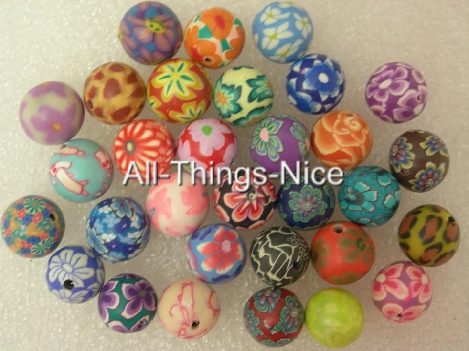 Collar pulsera pulsera 100 cuentas espaciadoras redondas de arcilla FIMO de polímero 8 mm fabricación de joyas Foto 1 de 1