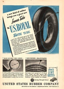 VINTAGE 1946 US ROYAL BUTYL RÖHRENREIFEN VEREINIGTE STAATEN GUMMI COMPANY DRUCK ANZEIGE - Bild 1 von 1