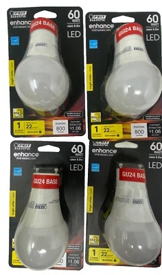Feit Electric Enhance 60-Watt Bright White LED GU24 Base 3000K pack of 4 - Image 1 of 4