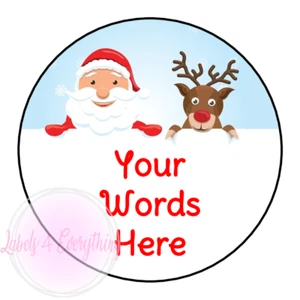 Personalised Christmas Santa Reindeer Stickers Party Merry Xmas Sweet Cone - Picture 1 of 1
