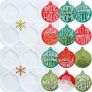 Christmas Resin Molds Silicone, 2 Pieces Christmas Ornaments Molds for Epoxy Res - Picture 1 of 12
