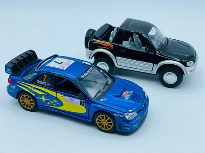 Kinsmart  Black Toyota Rav 4 Cabriolet & Blue Subaru Impreza WRC-Both Pull-Back - Image 1 of 4