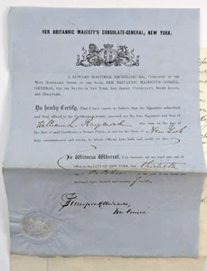 1875 Document New York British Consulate Deposition Of Mathew W Johnson Brooklyn - Picture 1 of 7