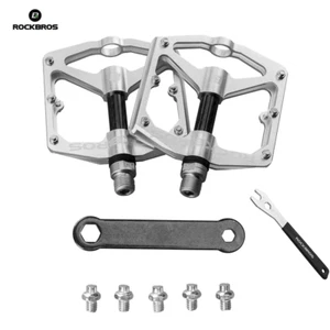 RockBros Bicycle Pedals Road Bike MTB Carbon Fiber Sealed Bearings Pedals Silver - Picture 1 of 10