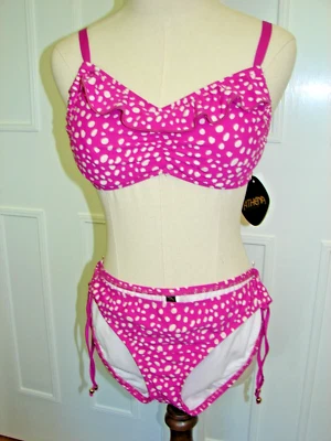 Traje de baño bikini Athena magenta y blanco a lunares 2 piezas ~ talla 6 ~ nuevo Foto 1 de 4