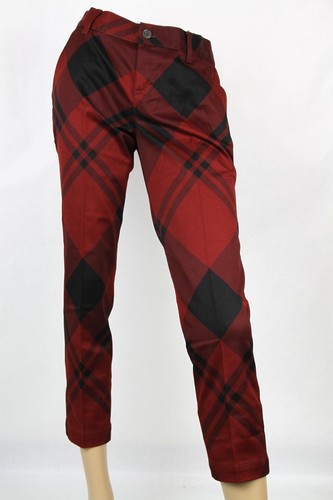 Pantaloni Capri vacanza Gucci $795 nuovi stampa a assegni rosso nero 326489 6059