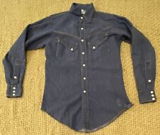 VTG 60s Sears Roebucks Denim Western Work Shirt Slant Pocket Sanforized Medium
