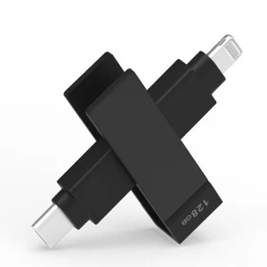 Unidad flash iXflash MFi 128 GB iPhone iPad Photo Stick Lightning USB-C negra - Imagen 1 de 13