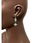 1.75" Long Dainty Evening Party Bridal Pageant Earrings White Clear Crystals