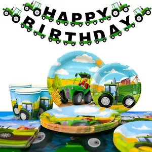 Tractor Birthday Party Supplies,Tractor Theme Birthday Decoration Set Serves 20 - Picture 1 of 10