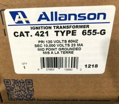 Allanson 421-655 (G) (120V Pri 10,000V Secondary Ignition Transformer PowerFlame