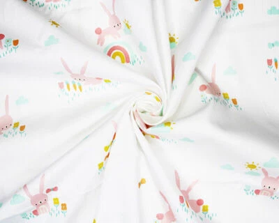 Crafts Stoffe Regenbogen Osterhasen Hase Rose & Hubble 100 % Baumwolle Popeline